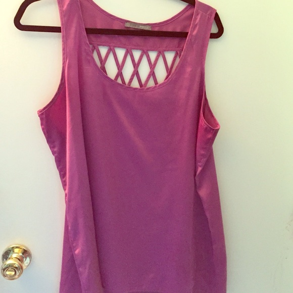 Purple silk top with cross back