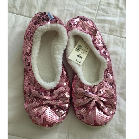 Pink sequence slippers