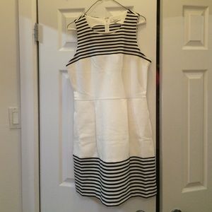 White knit madewell dress with black stripes