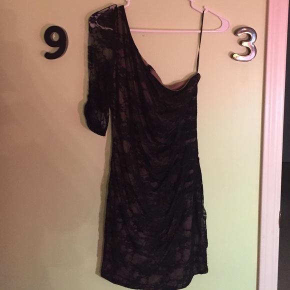Short black one shoulder dress