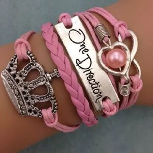 Pink one direction bracelet.