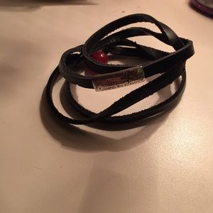 Black leather wrap bracelet