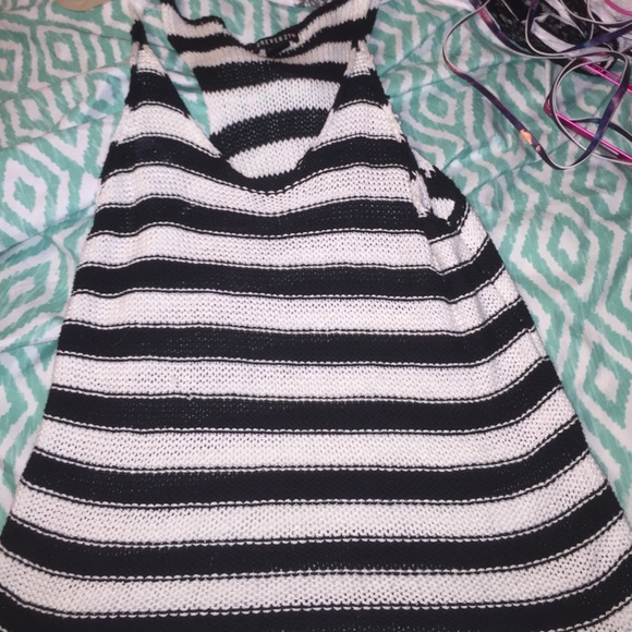 Racer back black and white striped shirt