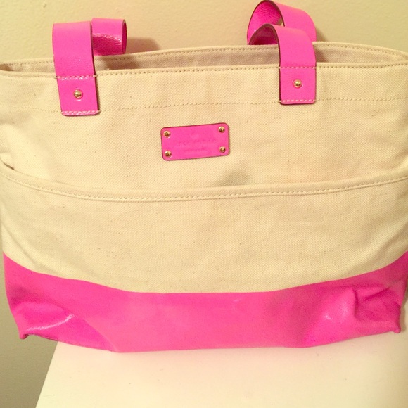 Hot pink and off white Kate spade tote