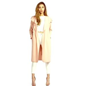 Kim Kardashian style pale pink belted jacket