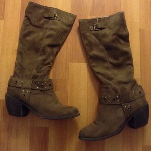 Boots knee high green brown