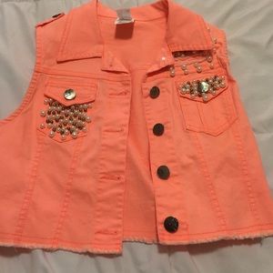 hot pink denim vest