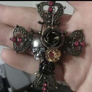 Gothic style large cross necklace