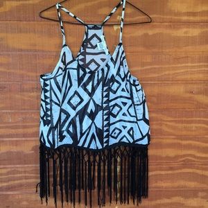 Geometric design Fringe Racerback Tank Top