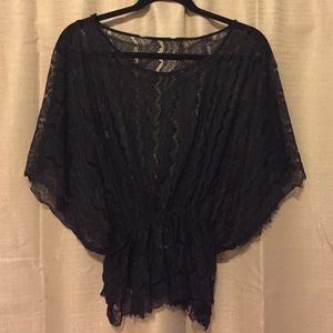 Cinch waist lace top elastic waist