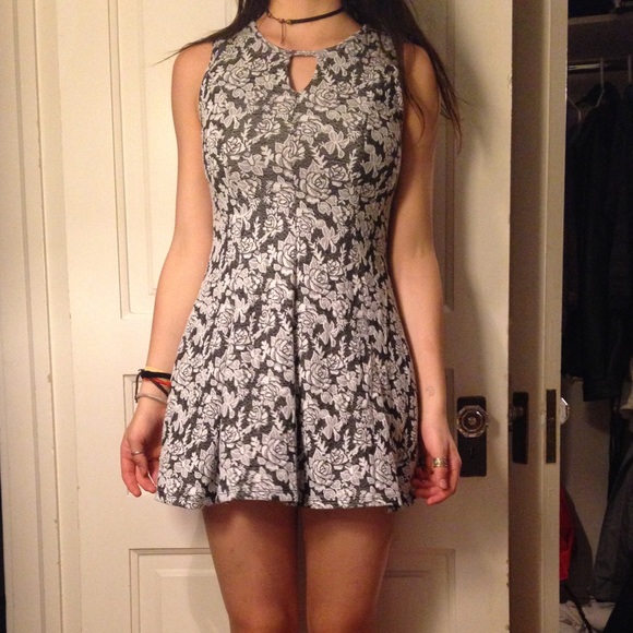 B&W Embroidered A line Dress - Picture 1 of 4