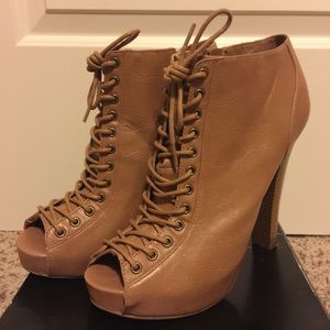 Peep Toe Lace Up Heels