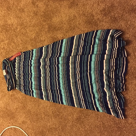 New blue striped maxi skirt