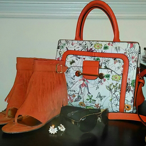 Orange Fringed Sandals