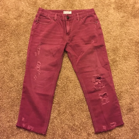 Magenta free people cut capris