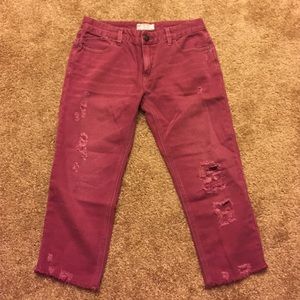 Magenta free people cut capris