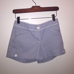 Blue and white striped shorts