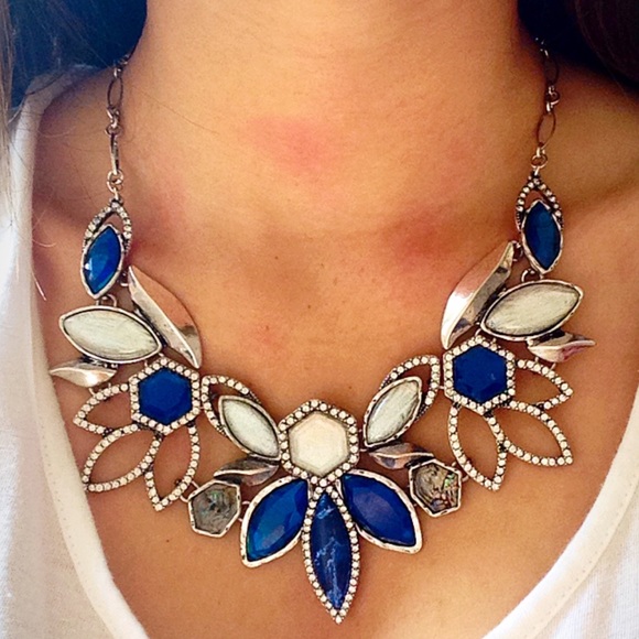 Jewelry - ❗️LAST ONE❗️ Silver Blue Floral Crystal Necklace
