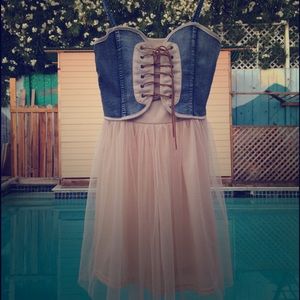 Denim lace up dress