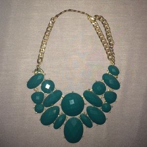 Turquoise jewel chunky statement necklace