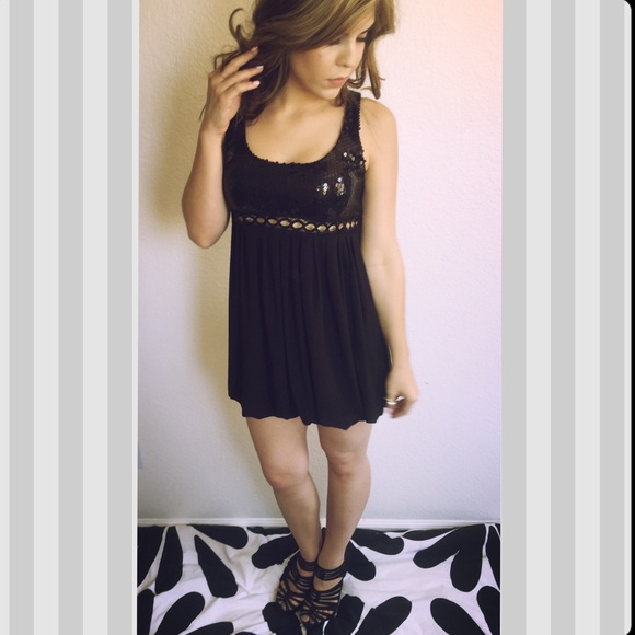 NWOT Sequin Cutout Little Black Dress