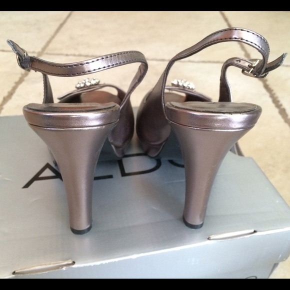 Pewter peep toe sling back evening heel - Picture 3 of 4