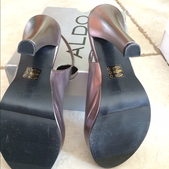 Pewter peep toe sling back evening heel - Picture 4 of 4