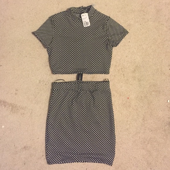 Black and White Polka Dot Two Piece Dress