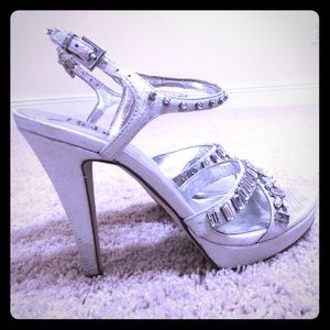 Sliver sandal high heels.