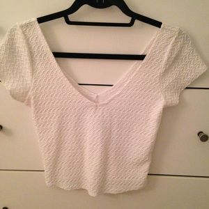 White V neck crop top