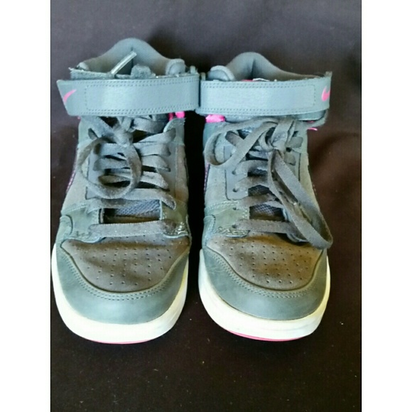 Nike Charcoal Gray with Fuchsia High Top Sneakers - Picture 2 of 4