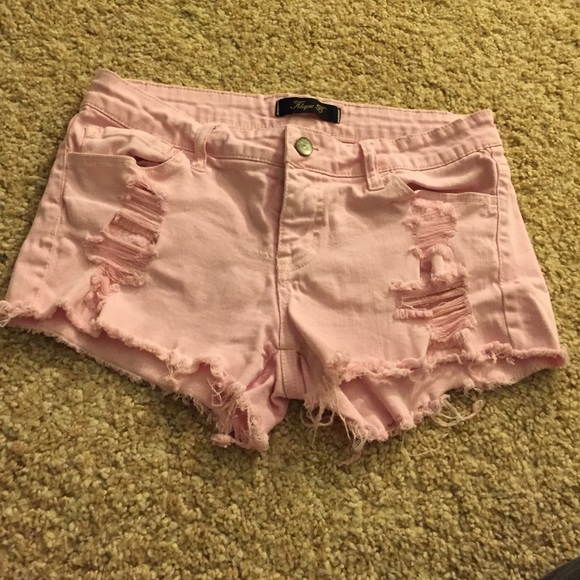 Baby pink jean shorts