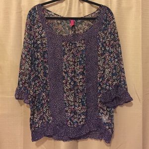 Purple floral flowy chiffon top