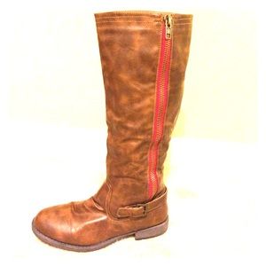 Red zipper knee length boots! 🍂🍁🌰