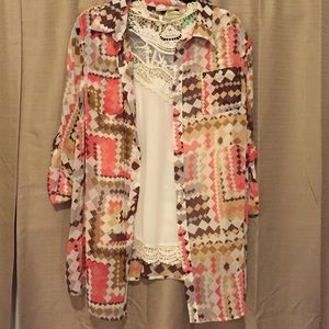 Cute chiffon print long sleeve
