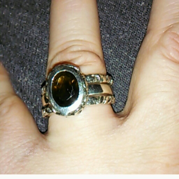 Silpada SS .925 Retired smoky quartz ring sz7