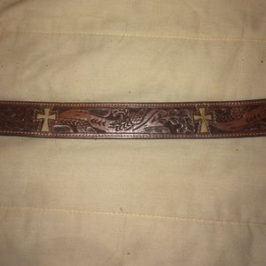 Hand tooled belt men's belt