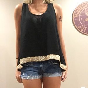 Black shirt with gold trim