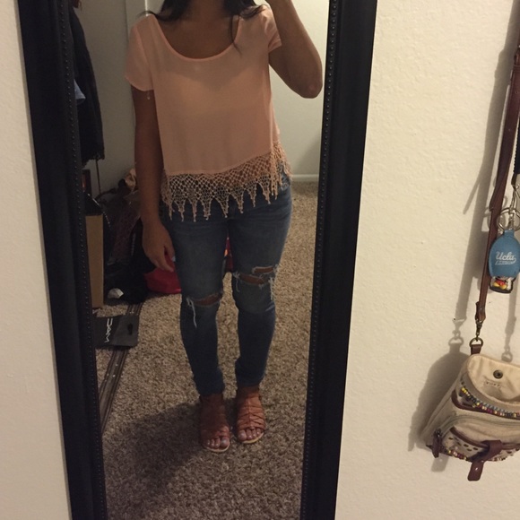 Light pink fringe top