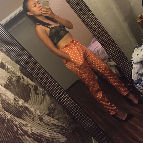 Vintage Pants - Cute orange vintage polka dot pants!