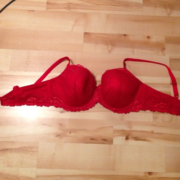 Red lace bra