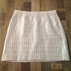 Banana Republic White & Silver Mini Skirt Size 10