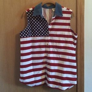 Vintage American Flag Button Up Vest