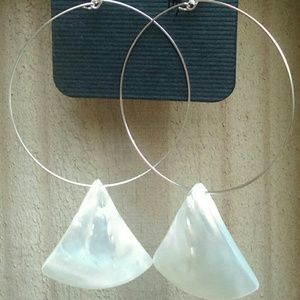 Handmade Silver Hoops with Mother of Pearl