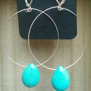 Handmade Silver Hoops with Turquoise Magnesite