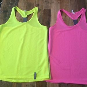 UnderArmor Heat Gear Tanks Pink & Neon Yellow SzM