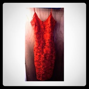 Coral Lace Dress from Lulus