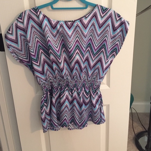 Chevron cinched waist blouse