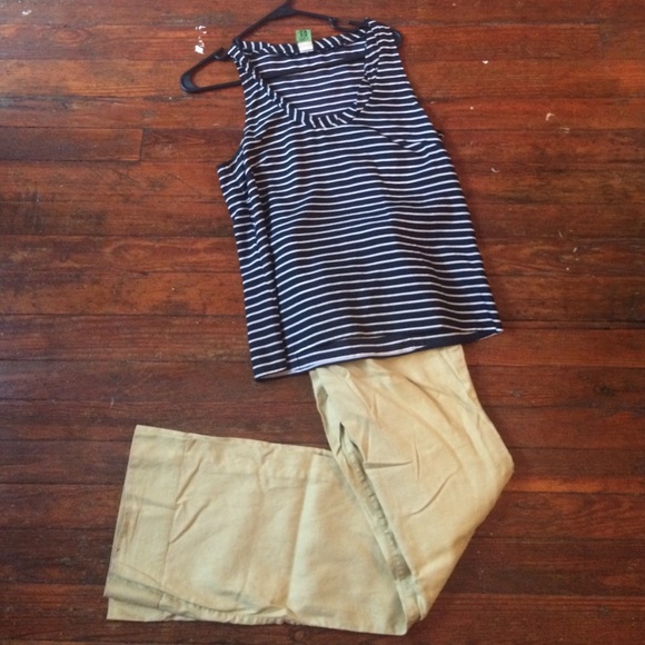 Anthropologie pale yellow linen pants