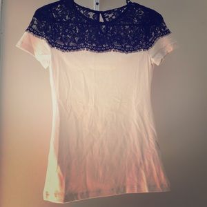 H&m size XS light pink & black lace shirt